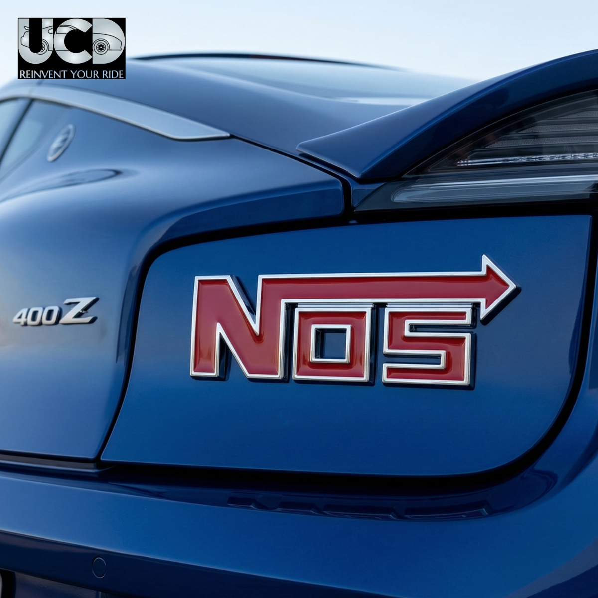 Urban Car Decor 3D Metal NOS Car Badge Emblem Sticker | Premium Aluminum Alloy Chrome NOS Logo Decal | Self-Adhesive Metallic Badge for Car, Bike & SUV Exterior | Stylish Auto Decoration Accessory