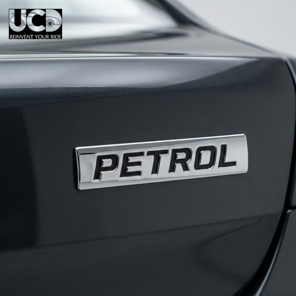 Urban Car Decor 3D Metal Petrol Car Badge Emblem Sticker | Premium Aluminum Alloy Chrome Petrol Logo Decal | Self-Adhesive Metallic Badge for Car, Bike & SUV Exterior | Stylish Auto Decoration Accessory