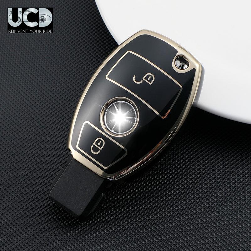 TPU Gold Series Car Key Cover For Mercedes C-Class