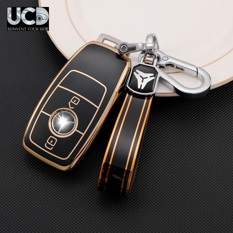 TPU Gold Series Car Key Cover With TPU Gold Key Chain For Mercedes M-Class