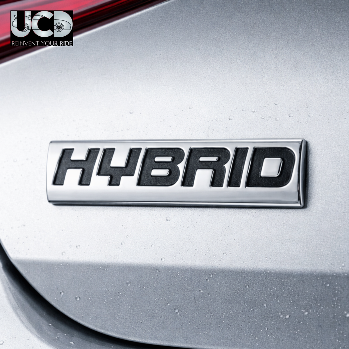 Urban Car Decor 3D Metal Hybrid Car Badge Emblem Sticker | Aluminum Alloy Hybrid Logo Decal | Self-Adhesive Car & Bike Exterior Decoration | Premium Metallic Auto Styling