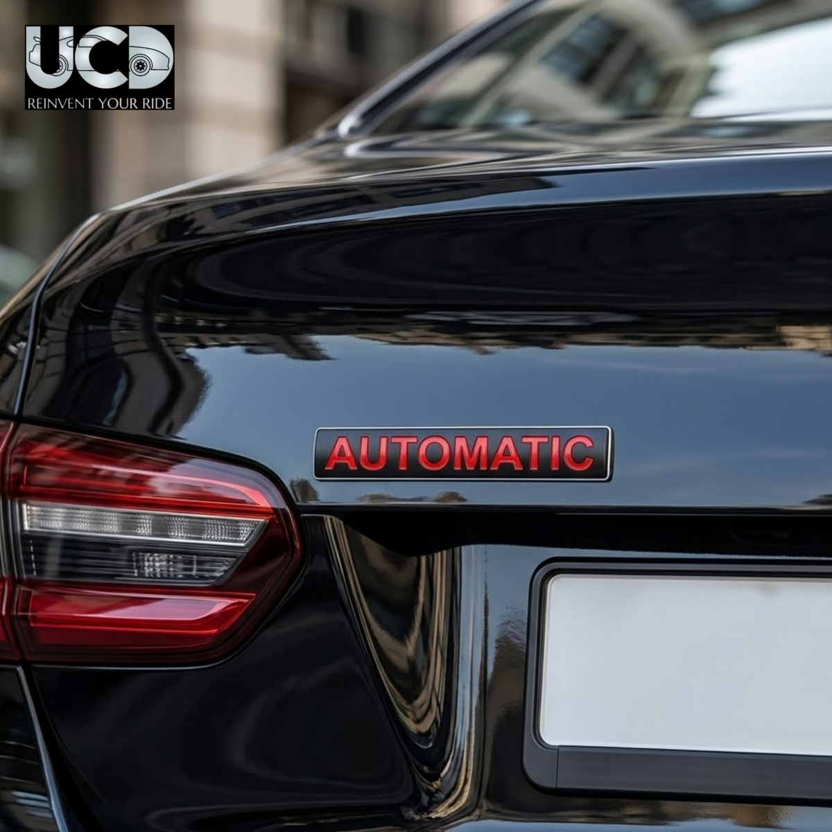 Urban Car Decor 3D Metal Automatic Car Badge Emblem Sticker | Premium Aluminum Alloy Chrome Automatic Logo Decal | Self-Adhesive Metallic Badge for Car, Bike & SUV Exterior | Stylish Auto Decoration Accessory