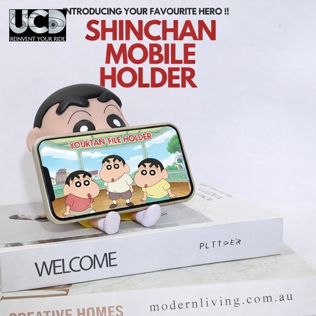Cute Shin-Chan Mobile & Tablet Holder Phone Stand for Desk, Flexible and Portable Mobile Support for Home or Office Use Character, Red and Yellow