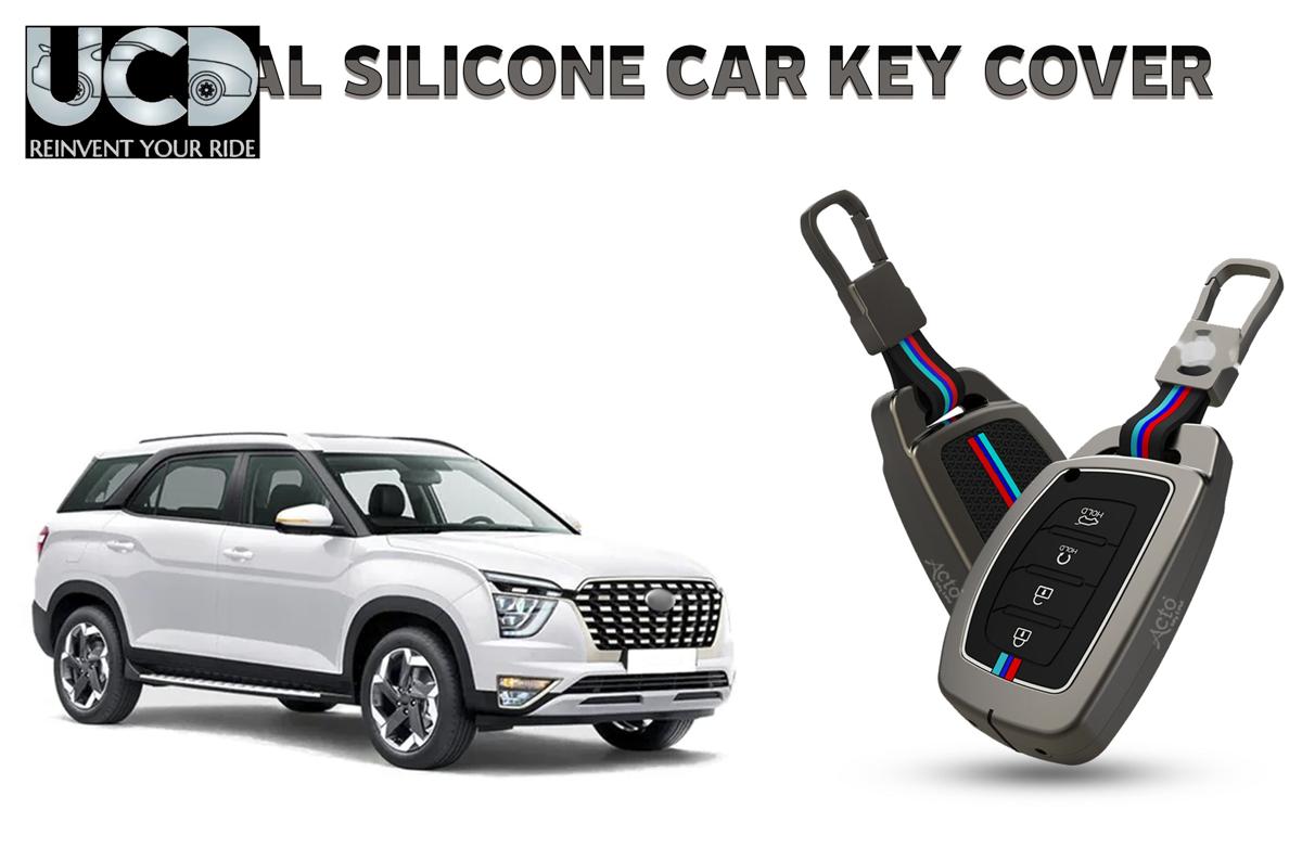 Car Key Cover Metal Silicone Compatible with Hyundai Alcazar
