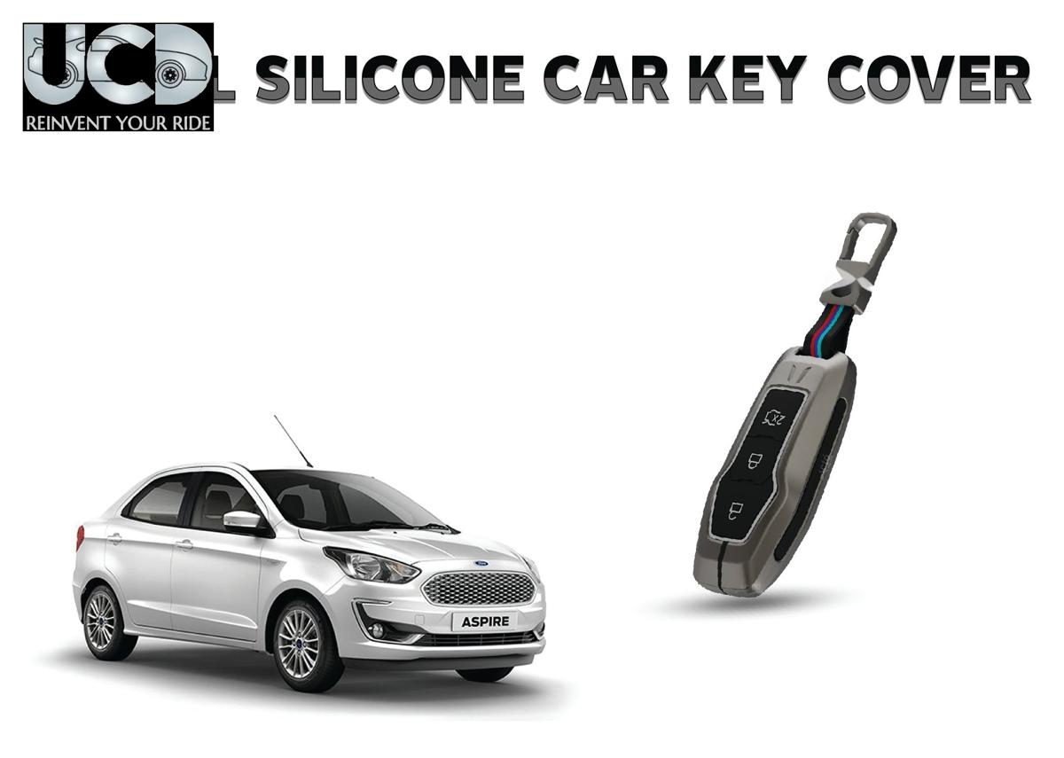 Car Key Cover Metal Silicone Compatible with Ford Aspire