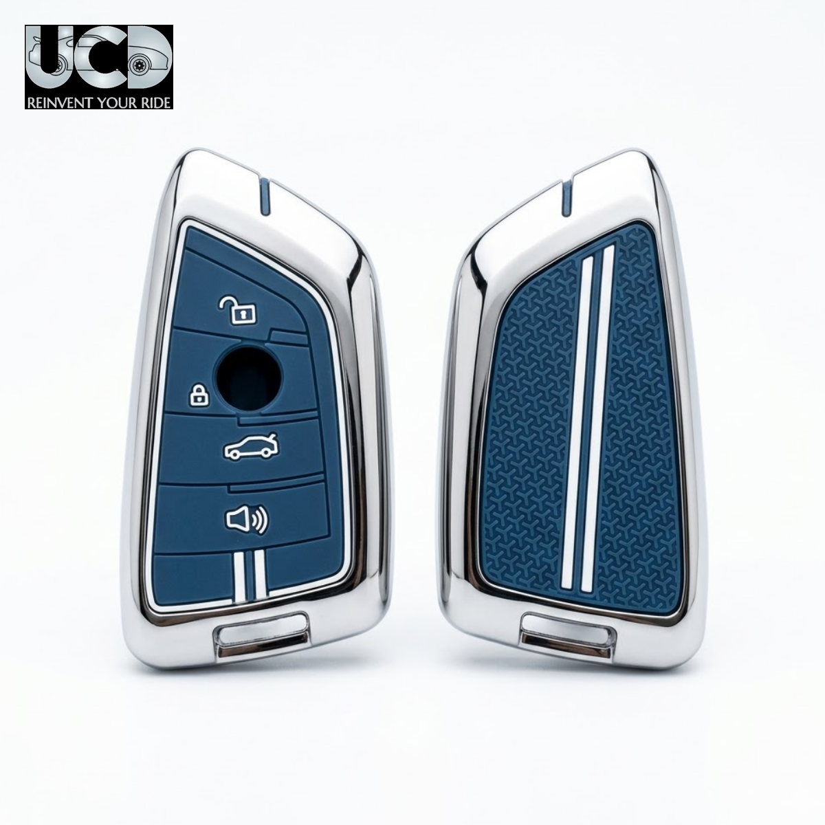 Metal Sapphire Key Cover & Key Chain Compatible with BMW 3 Series, 5 Series, 7 Series, GT Series, M Series & X Series | Premium Metal Smart Key Case | Glow in the Night | 360° Protection | Pack of 1 Set