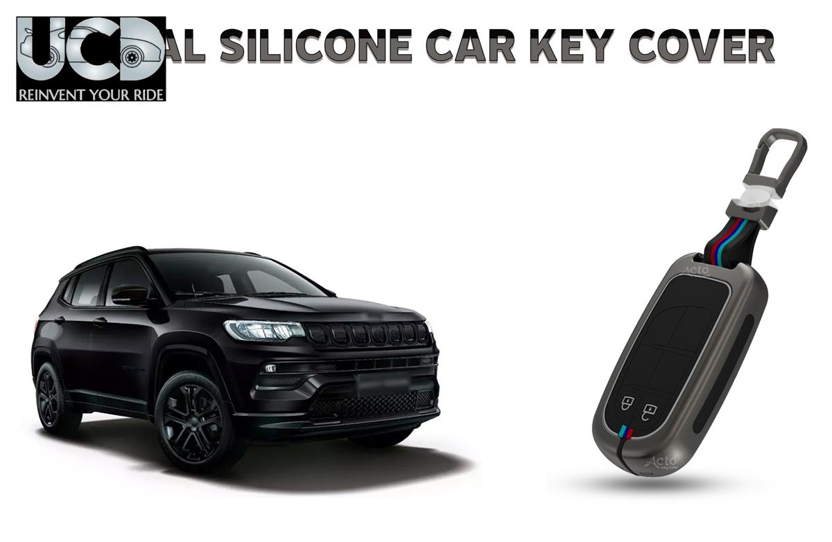 Car Key Cover Metal Silicone Compatible with Jeep Compass