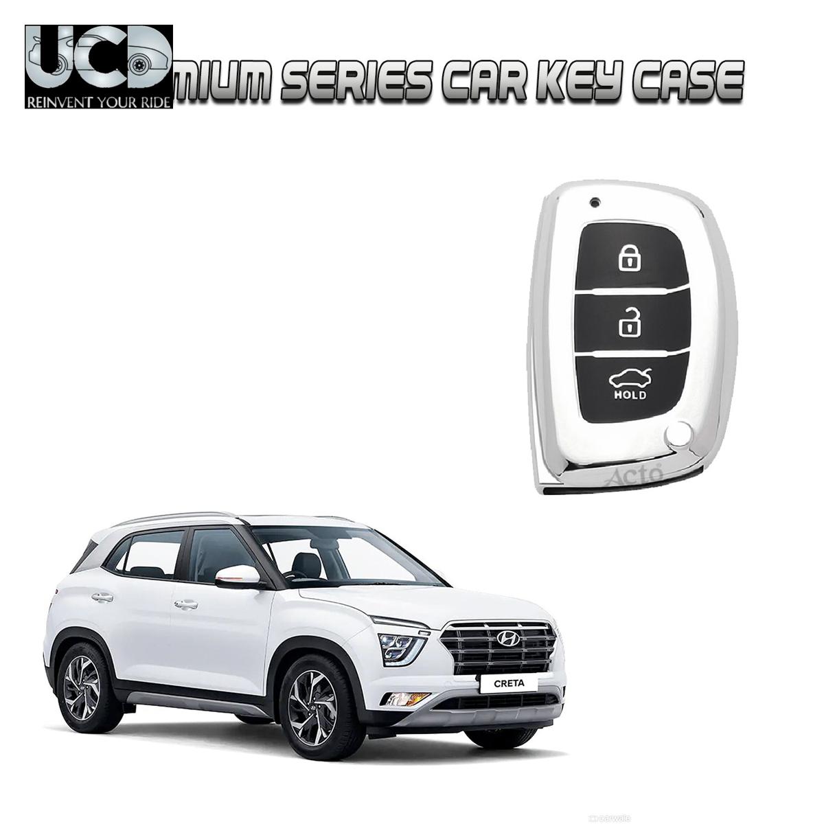 Car Key Cover Chromium Series Compatible with Creta