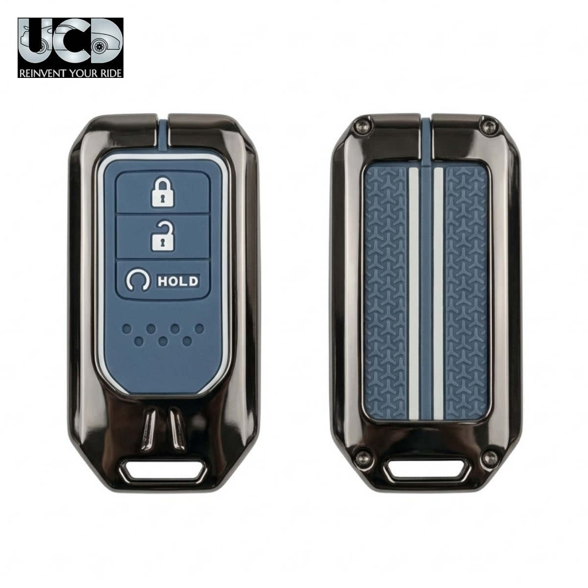 Metal Sapphire Key Cover & Key Chain Compatible with Honda Accord, Civic, WR-V, CR-V, BR-V, City & Jazz | Premium Metal Key Case | Glow in the Night | 360° Protection | Pack of 1 Set