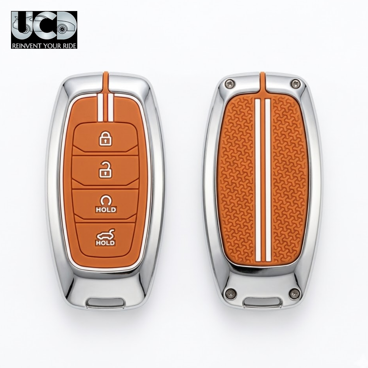 Metal Sapphire Key Cover & Key Chain Compatible with Hyundai New Verna 2020 & Tucson 2021 Smart Key | Premium Metal Key Case | Glow-in-the-Dark Buttons | 360° Protection | Luxury Car Key Fob Protector | Pack of 1 Set