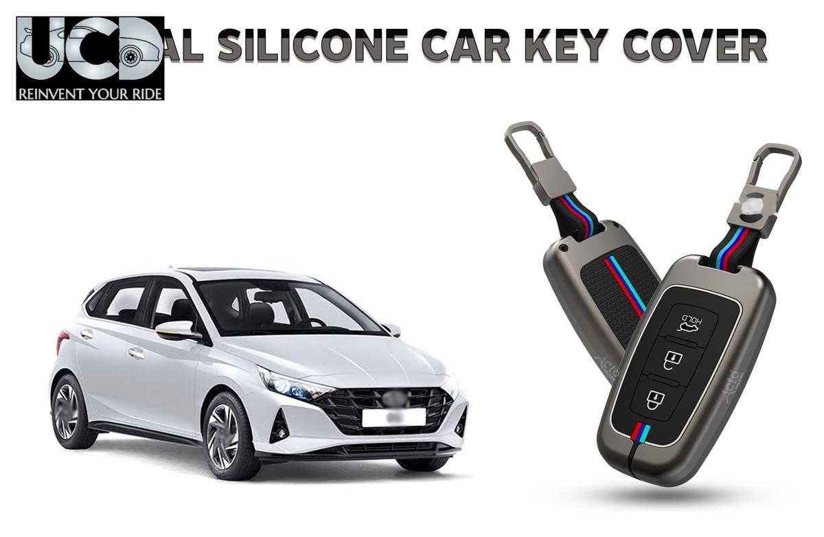 Car Key Cover Metal Silicone Compatible with Hyundai i-20 (2020)