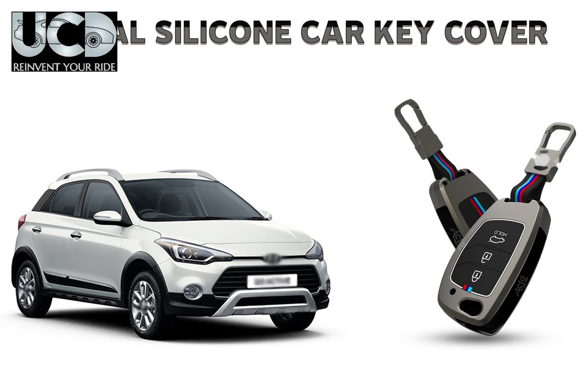 Car Key Cover Metal Silicone Compatible with Hyundai i20 Active
