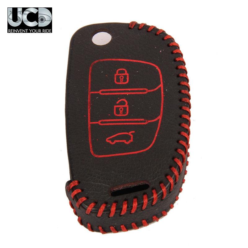 Leather Car Key Cover For Hyundai Aura Flipkey
