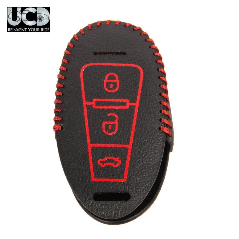 Leather Car Key Cover For Maruti Suzuki Ignis 3 Button Key