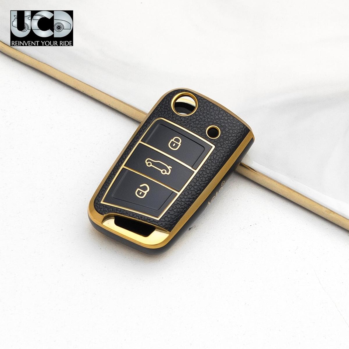Car Key Cover TPU Leather Grain For Skoda Jetta