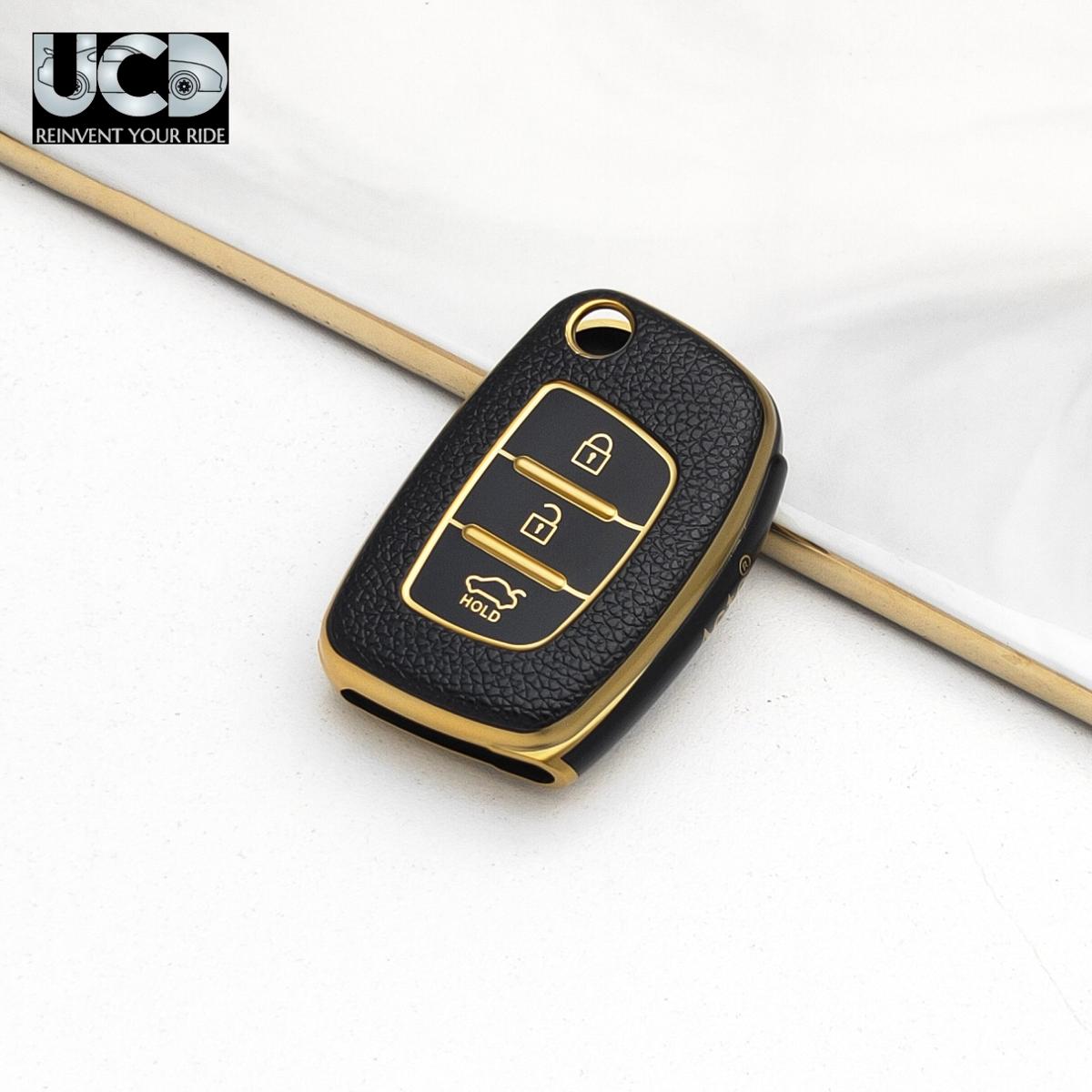 Car Key Cover TPU Leather Grain For Hyundai Aura