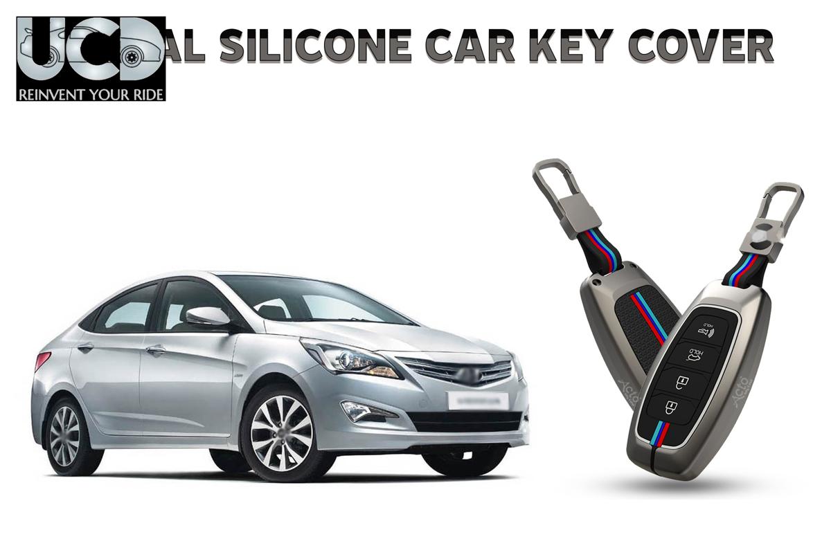 Car Key Cover Metal Silicone Compatible with Hyundai New Verna