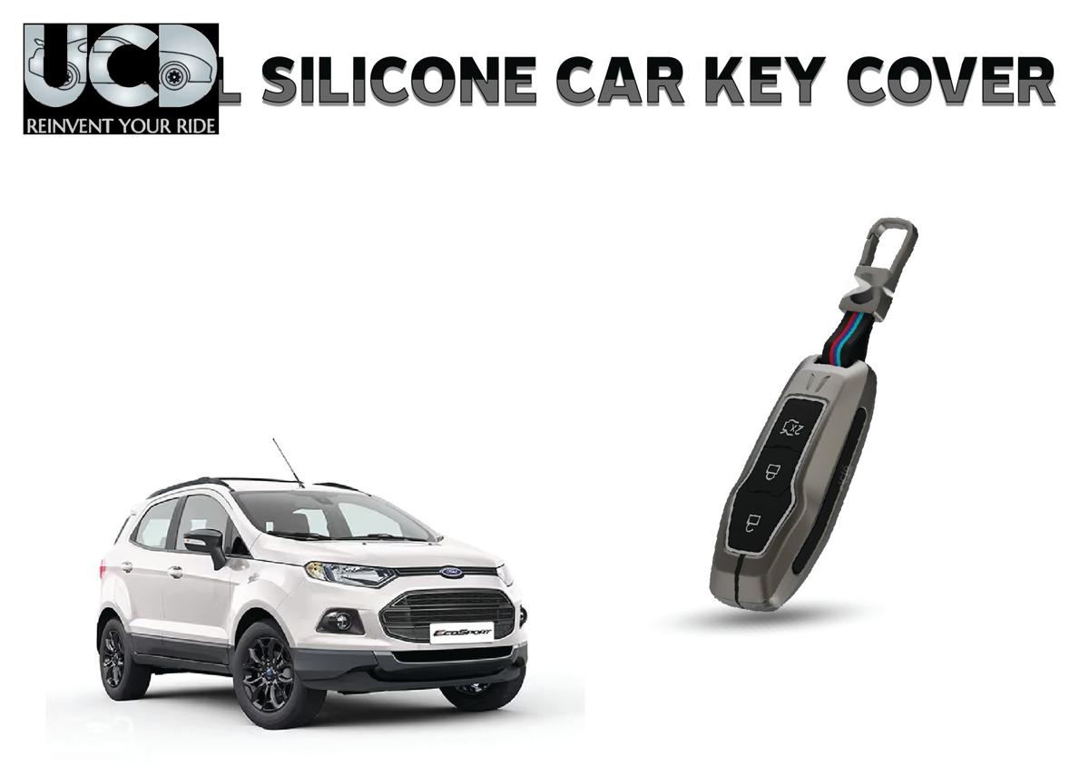 Car Key Cover Metal Silicone Compatible with Ford Ecosport New