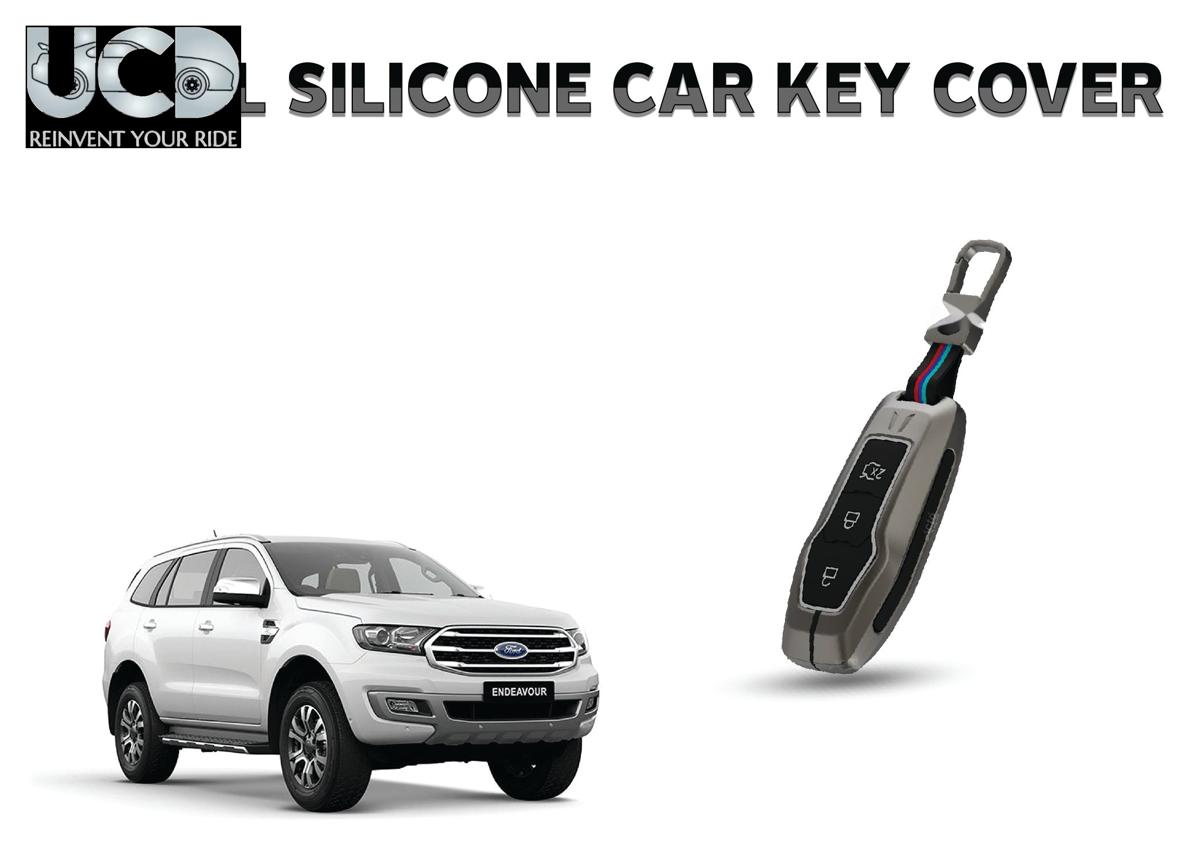 Car Key Cover Metal Silicone Compatible with Ford Endeavour New
