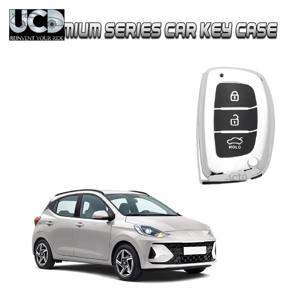 Car Key Cover Chromium Series Compatible with I-10 Grand Nios