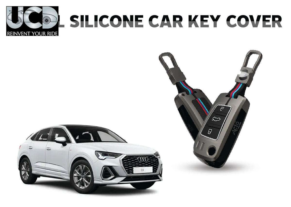 Car Key Cover Metal Silicone Compatible with Audi Q3