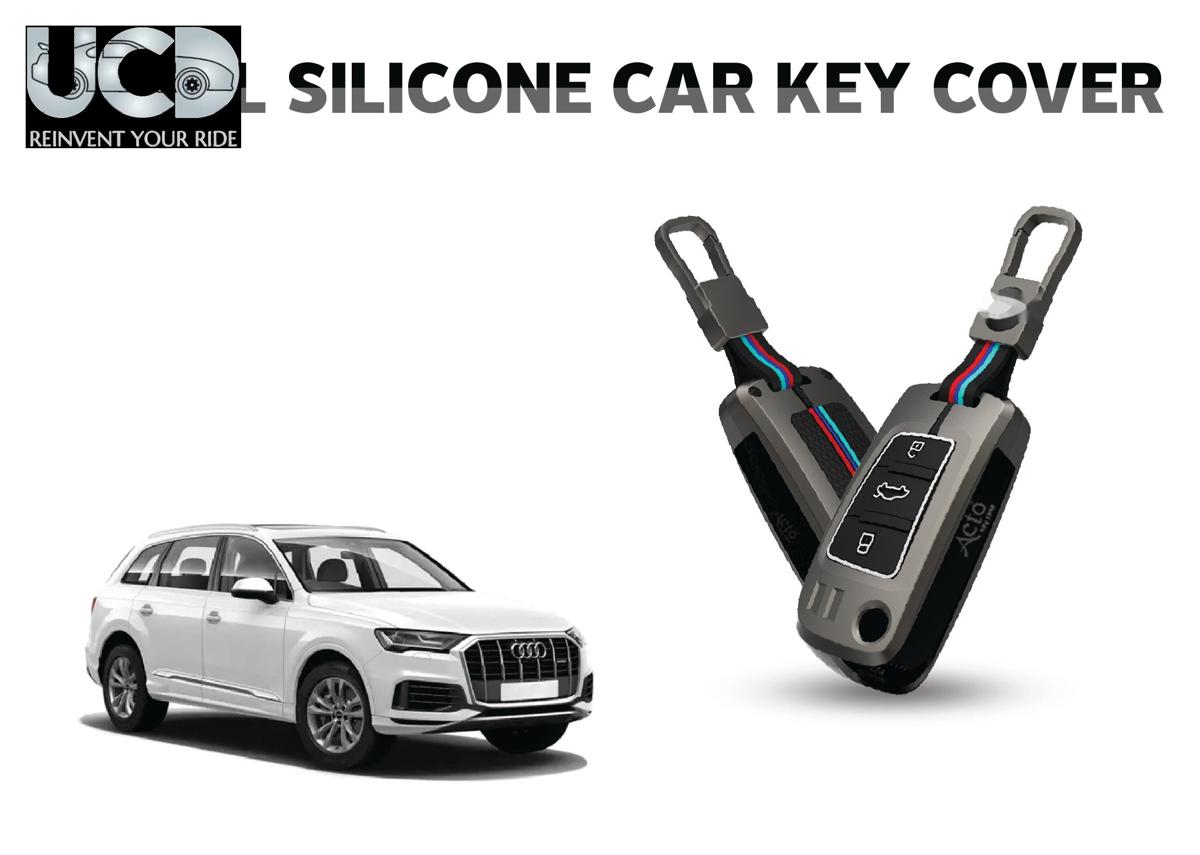 Car Key Cover Metal Silicone Compatible with Audi Q5
