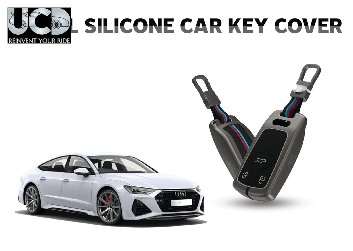 Car Key Cover Metal Silicone Compatible with Audi RS