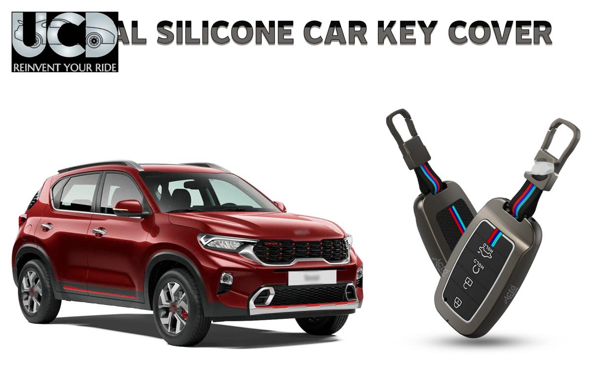 Car Key Cover Metal Silicone Compatible with Kia Sonet