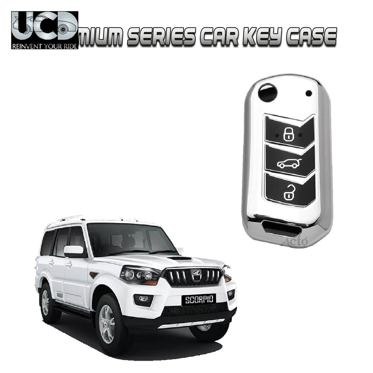 Car Key Cover Chromium Series Compatible with Scorpio Neo