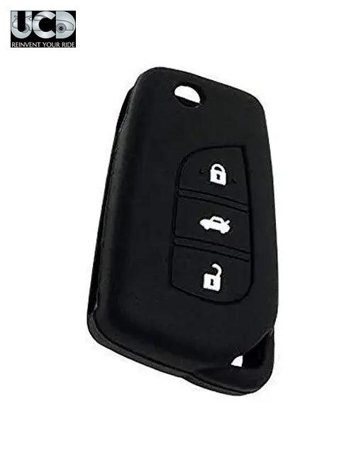 Silicone Car Key Cover for Toyota Corolla Black Button Flipkey