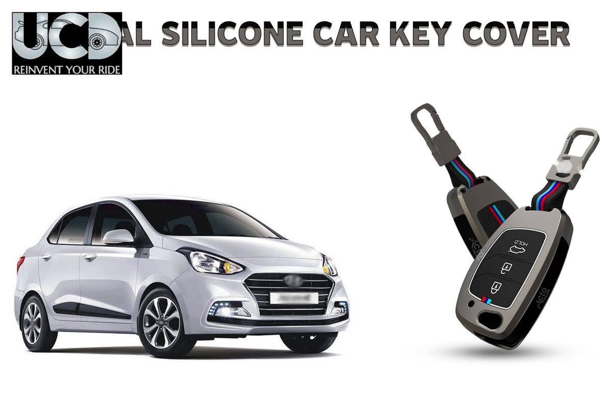 Car Key Cover Metal Silicone Compatible with Hyundai Xcent