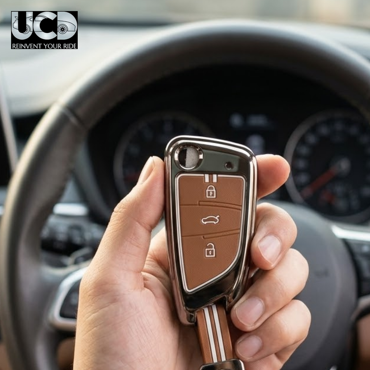 Metal Sapphire Key Cover & Key Chain Compatible with Xhorse Duplicate Smart Key | Premium Metal Smart Key Case | Glow-in-the-Dark Buttons | 360° Protection | Luxury Key Fob Protector | Pack of 1 Set