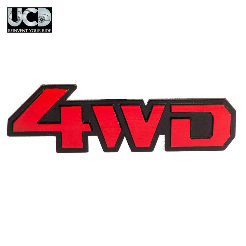 Metal Alloy Aluminum Chrome Sticker Badge Decal Emblem 4WD Metallic Red