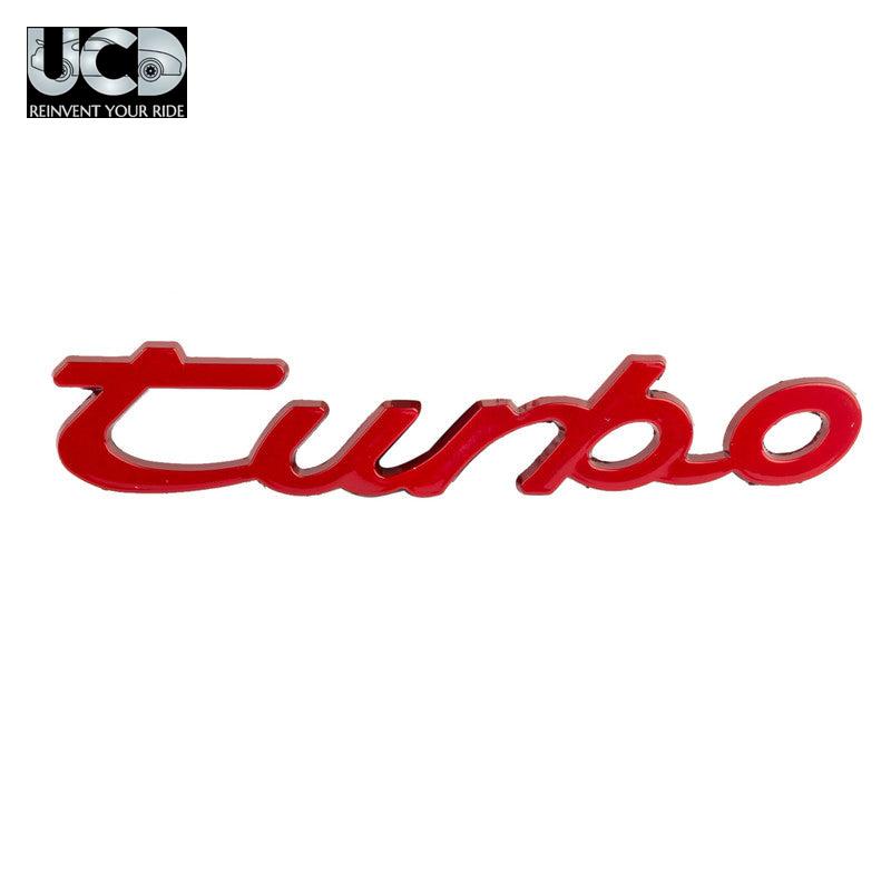 Metal Alloy Aluminum Chrome Sticker Badge Decal Emblem Turbo Italic Red