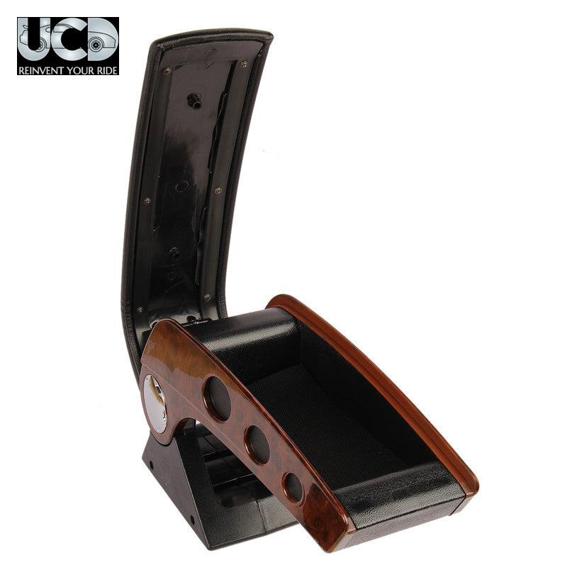 Trust Universal Car Center Armrest Console for All Cars, Wooden+Black, with Storage Space