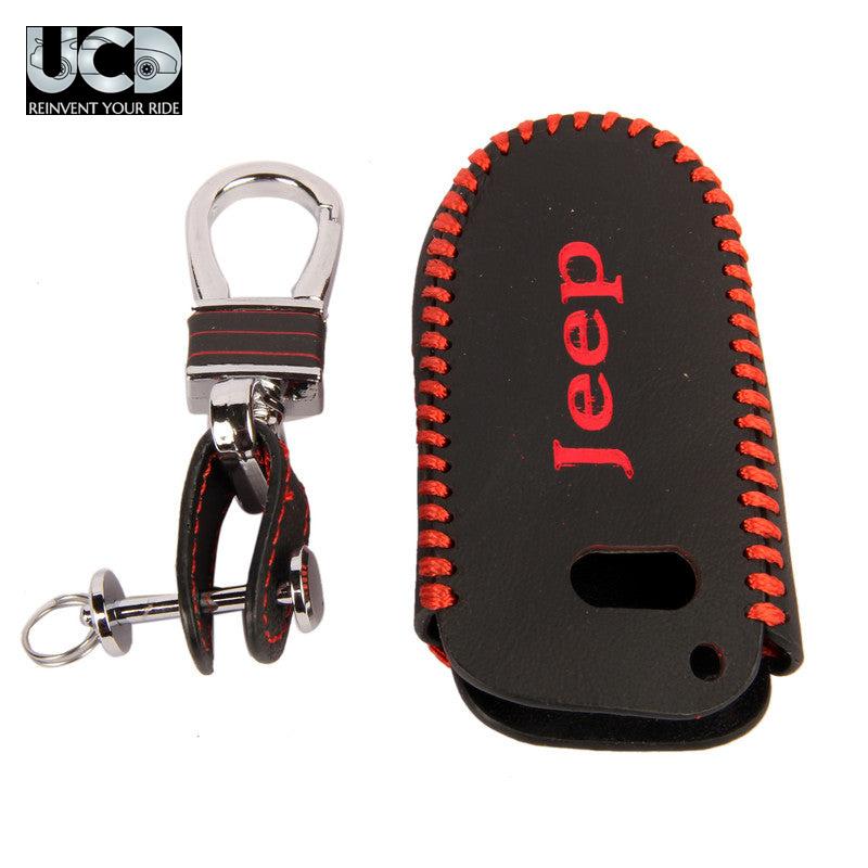 Leather Car Key Cover For Jeep Compass Keyless