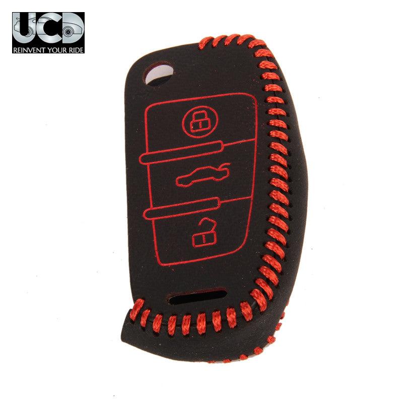 Leather Car Key Cover For Audi Flip Key
