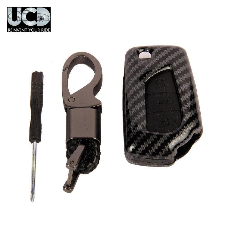 ABS Carbon Car Key Cover for Toyota Corolla 3 Button Flipkey