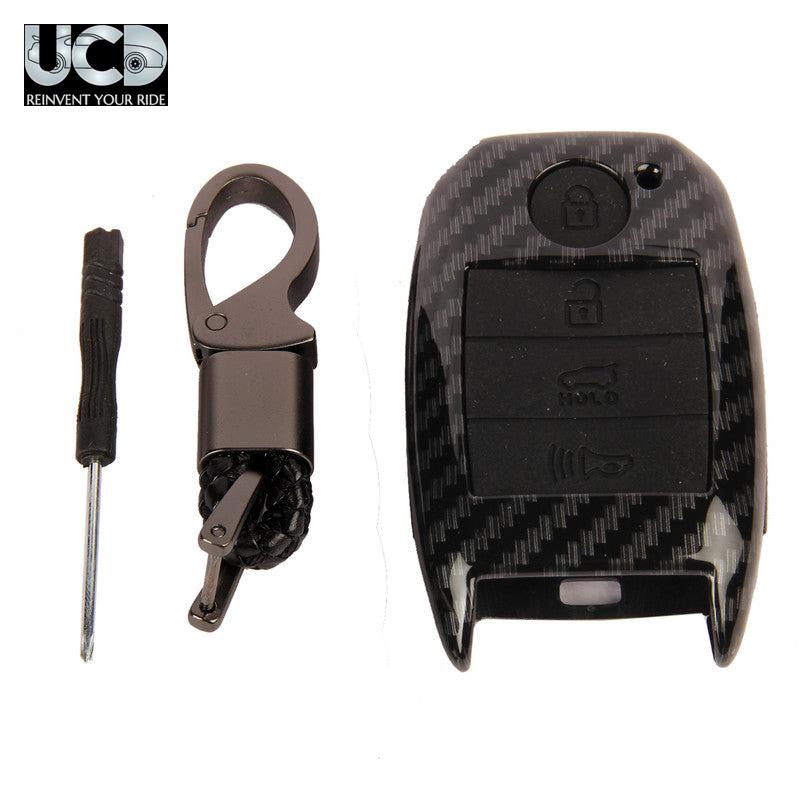 ABS Carbon Car Key Cover for Kia 4 Button Key