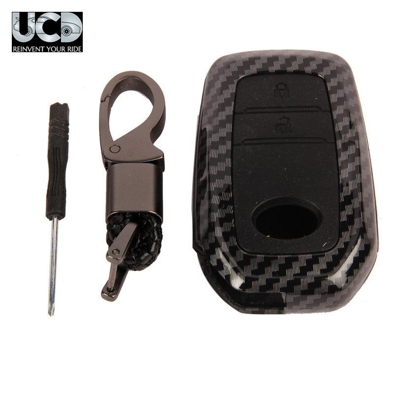 ABS Carbon Car Key Cover for Toyota Crysta 2 Button Key