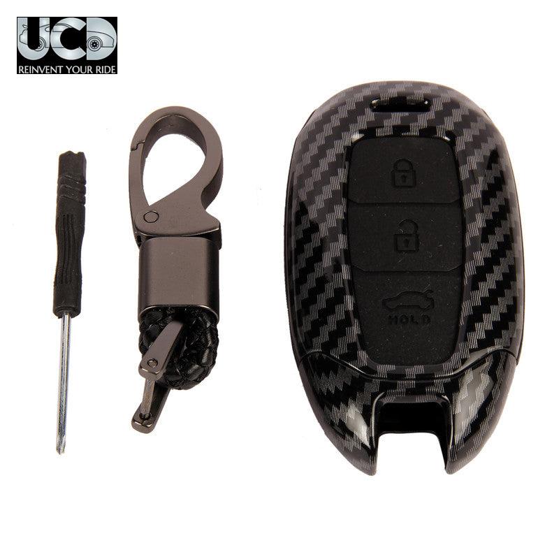ABS Carbon Car Key Cover for Hyundai Verna 2017 Flipkey