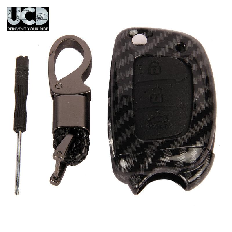 ABS Carbon Car Key Cover for Hyundai Elite i20 Flipkey