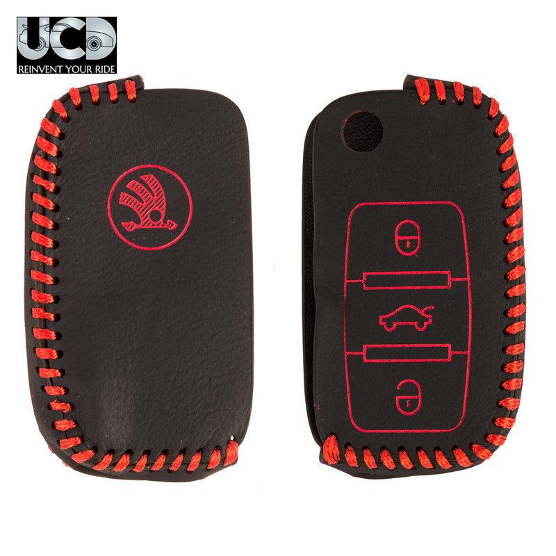 Leather Car Key Cover For Skoda Superb