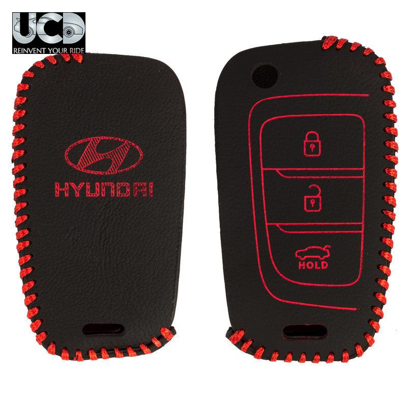Leather Car Key Cover For Hyundai Verna 2017 Flipkey