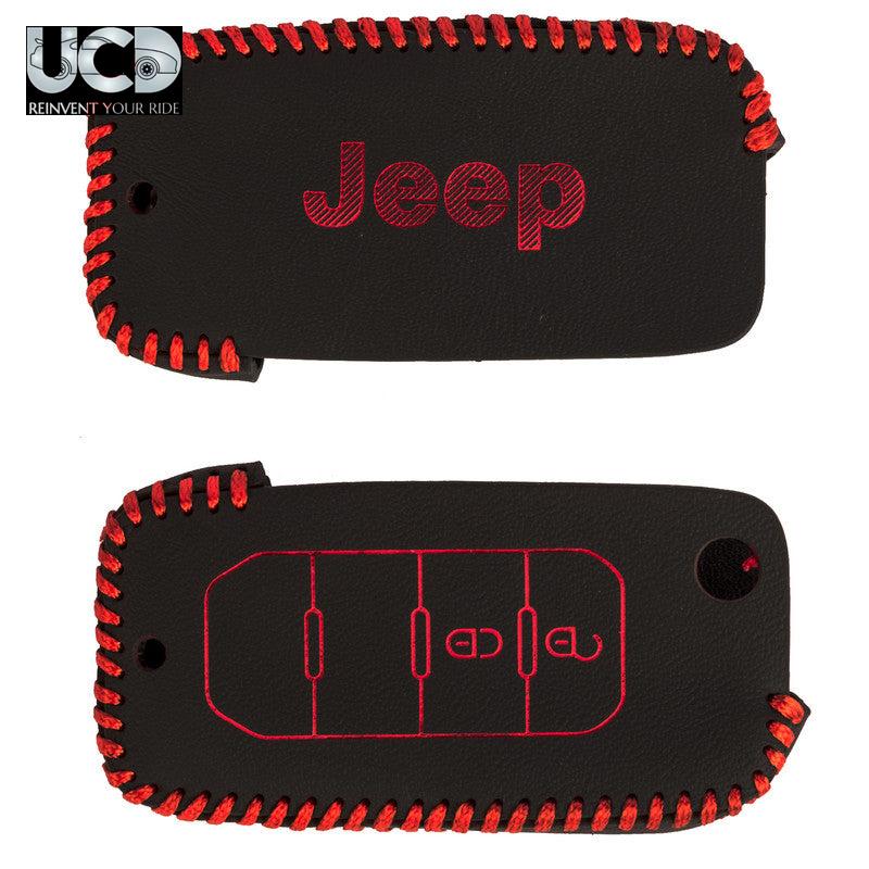 Leather Car Key Cover For Jeep Compass Flipkey