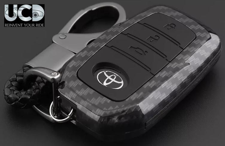 ABS Carbon Car Key Cover for Toyota Crysta 3 Button Key