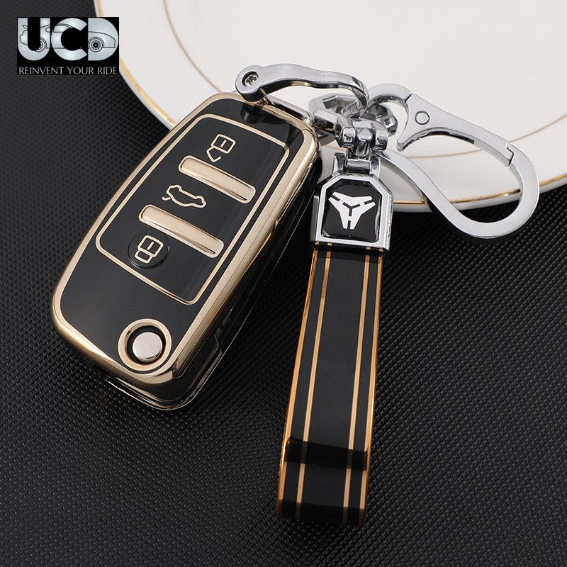 TPU Gold Series Car Key Cover With TPU Gold Key Chain For Audi A4