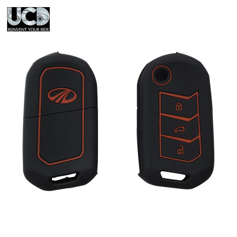 Silicone Car Key Cover Compatible with Mahindra Thar, Thar Roxx, Bolero, Marazzo, Scorpio, TUV300, XUV700 & 3XO | Soft Rubber Smart Key Protector | Anti-Slip Full Protection Remote Key Case | Black | Pack of 1