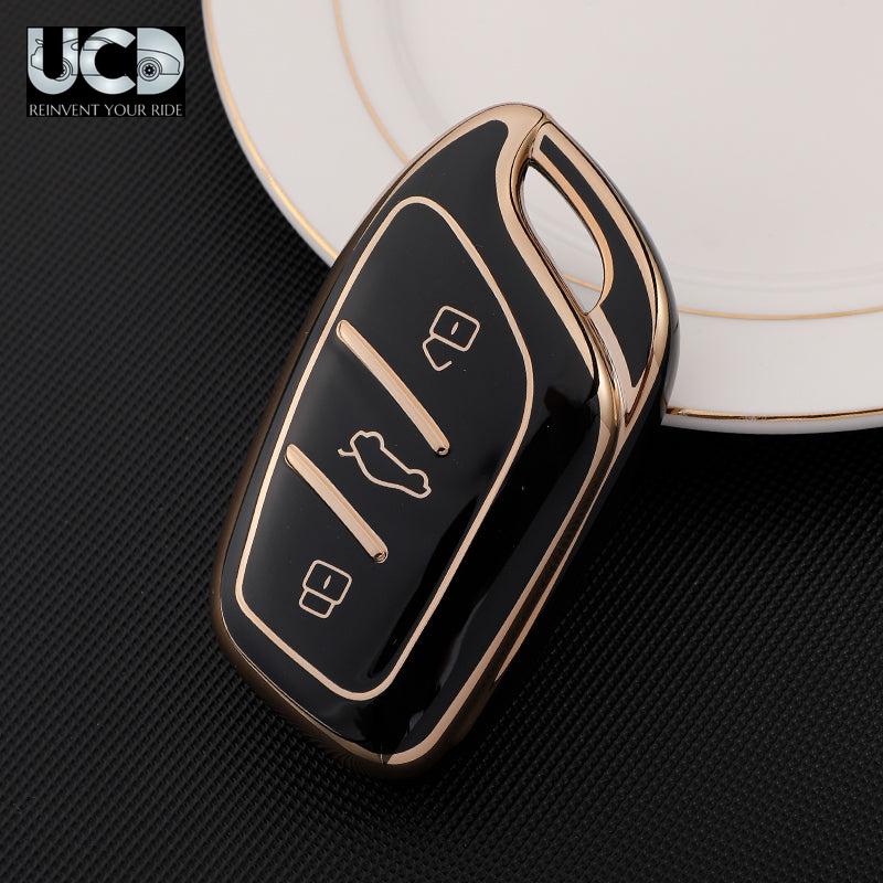TPU Gold Series Car Key Cover For MG Hector Plus