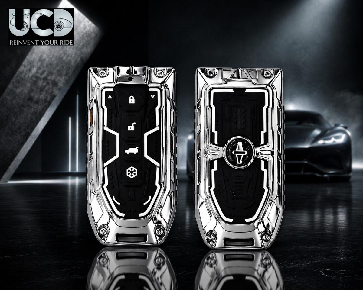 Mecha Zinc Alloy Key Cover and Key chain Compatible with Mahindra BE-6, XEV 9E, 7XO 6-Button Smart Key Pack of 1 (Glow in the Night)